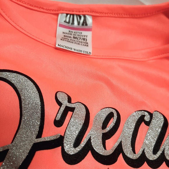 NWT Diva Dream Believe Achieve Silky Neon Peachy Orange Top Size M 7/8 - Picture 4 of 4